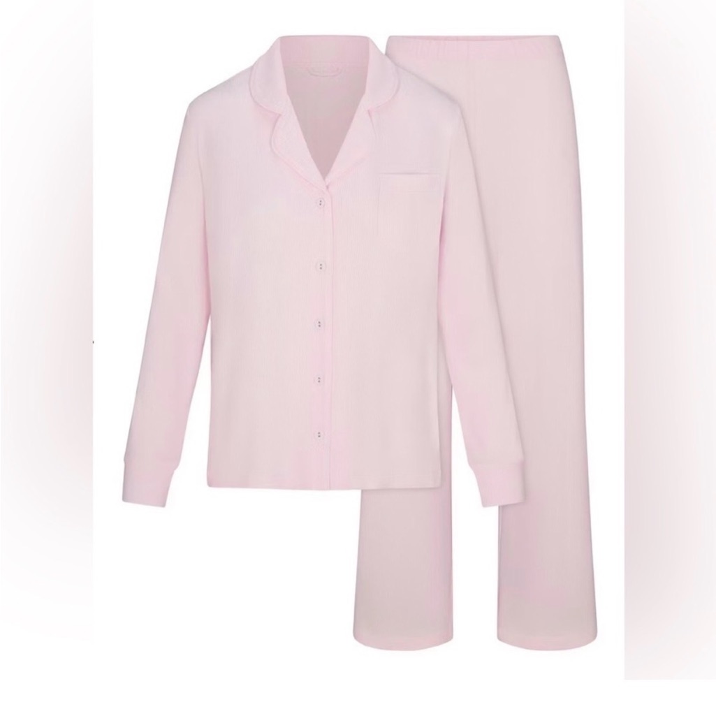 Skims New Sleep Long Pj Set Large Pink Bloom